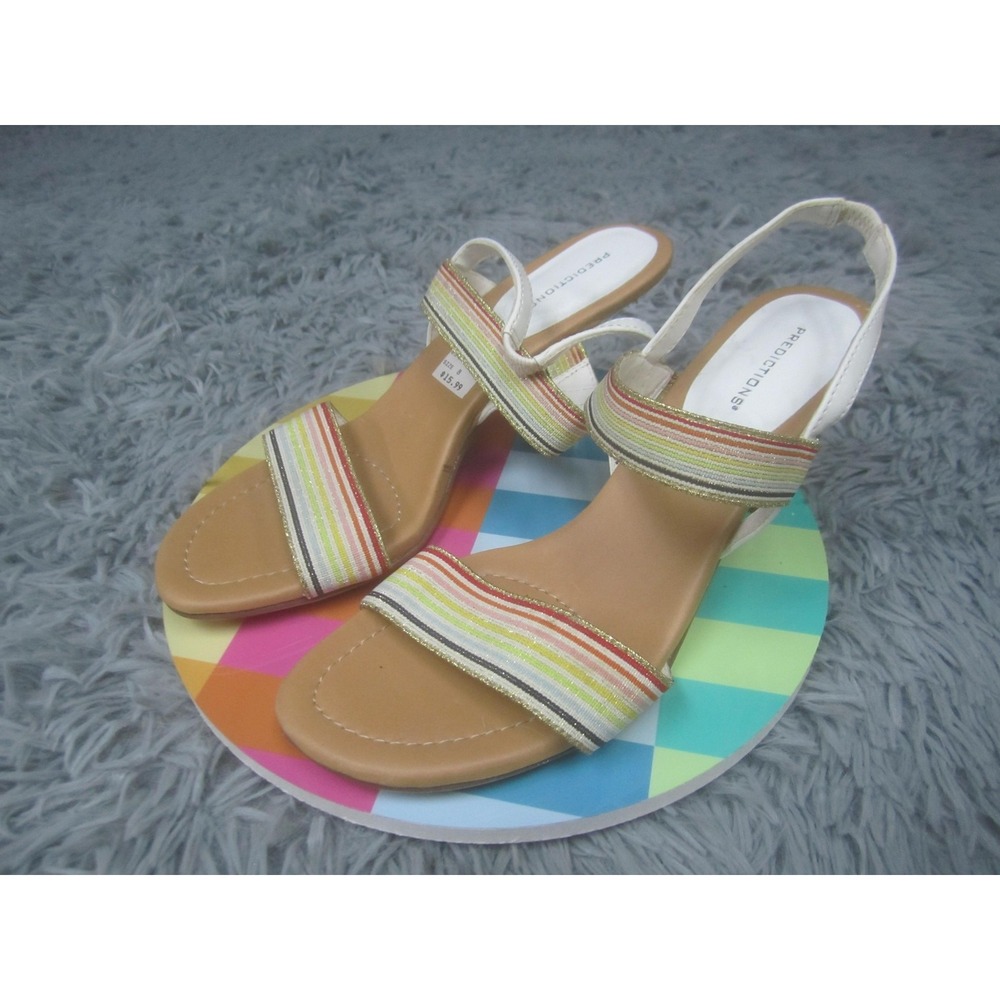 Predictions Sandals Womens Size 8 Multicolor Striped Slingback‎ Cone Heel Casual